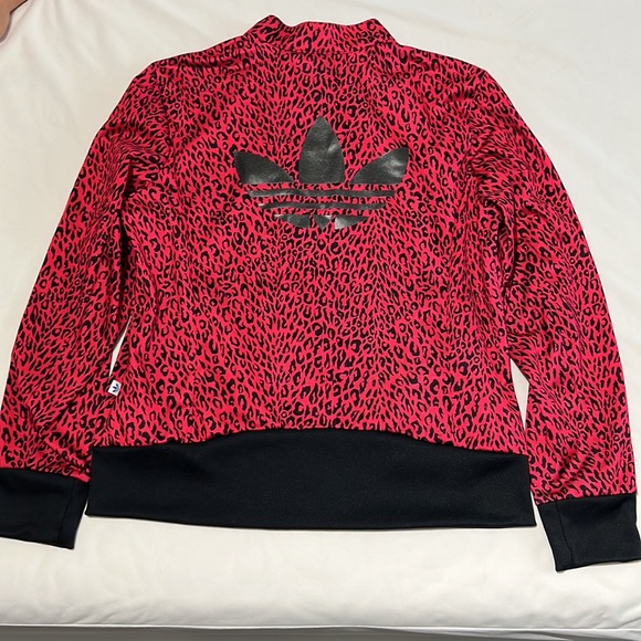 adidas Jackets & Coats Rare Red Cheetah Print Adidas Track Jacket